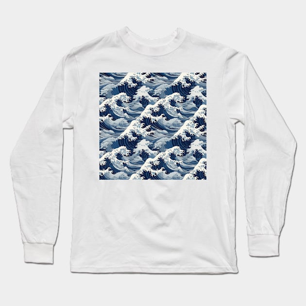 Ephemeral Crests: Hokusai Waves Reimagined Long Sleeve T-Shirt by star trek fanart and more